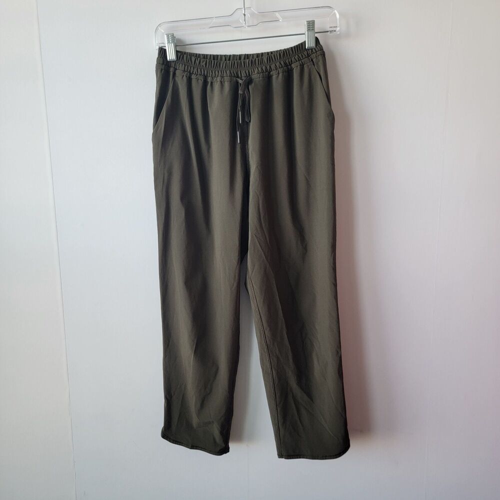 Lululemon womens Keep It Classic Crop Pants sz 4 Olive Green pull on tie waist